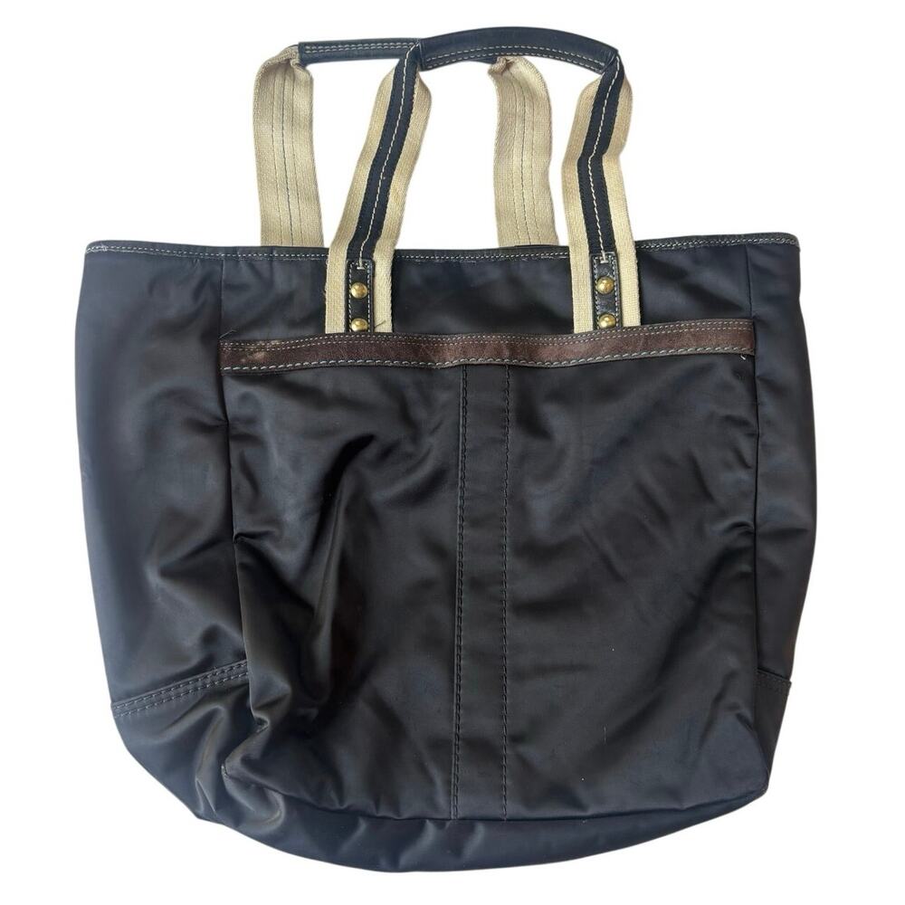 Coach Legacy Weekend Tote 19811 Black Nylon Leather Large Carryall Bag